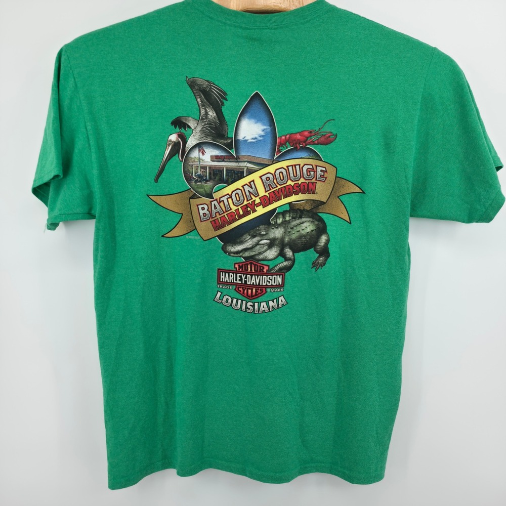 Harley-Davidson Baton Rouge Louisiana Graphic T-Shirt Green Mens Large new